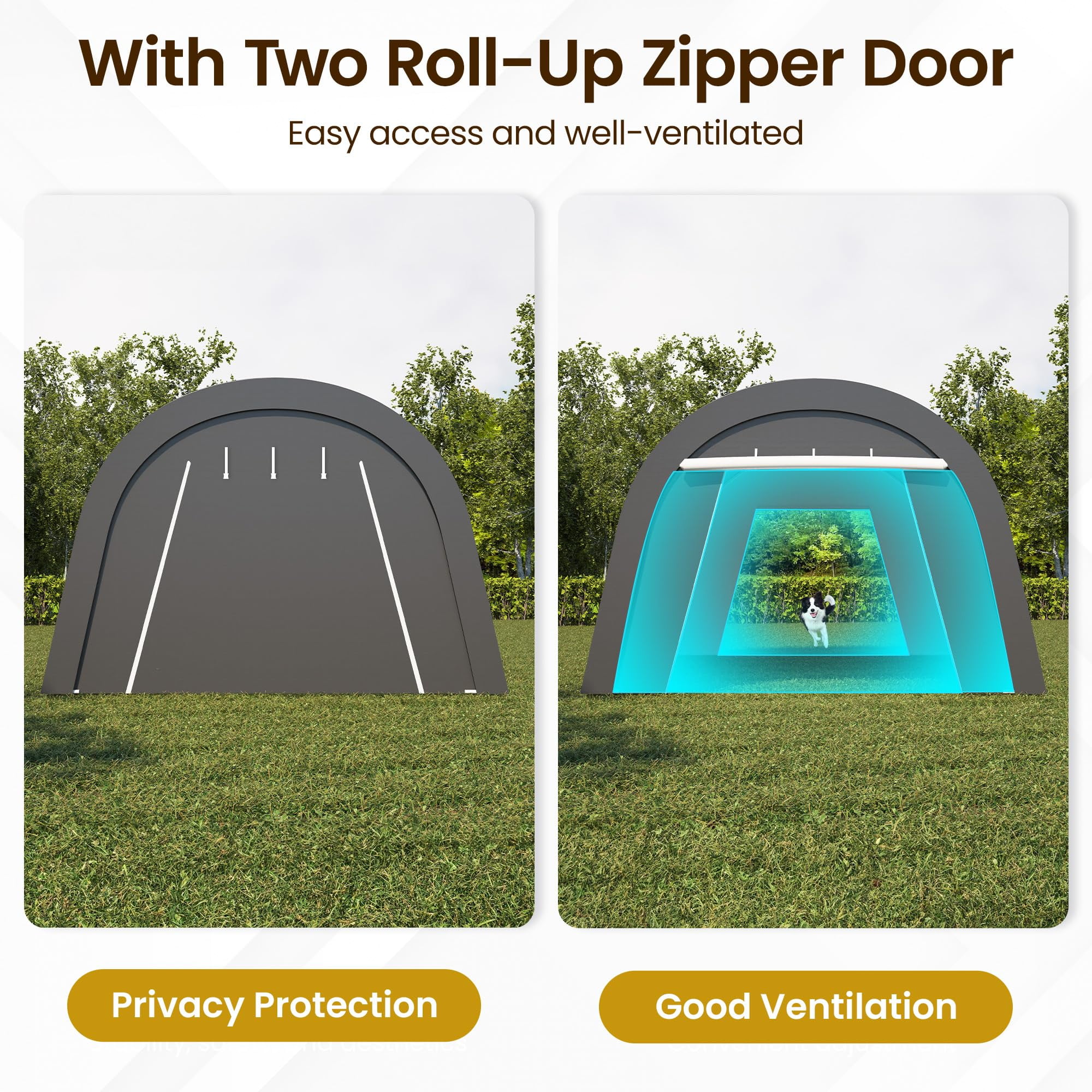 May in Color 13‘x20’ Metal Heavy Duty Portable Outdoor Garage Carport with 2 Roll-up Door, Waterproof Car Tent for Vehicles and Storage