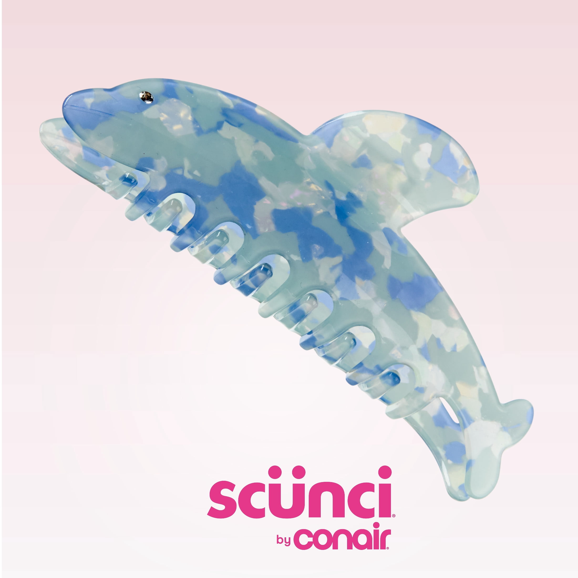 Scunci by Conair Dolphin Claw Clip, Tie-Dye Blue, All Hair Types, 1 Count