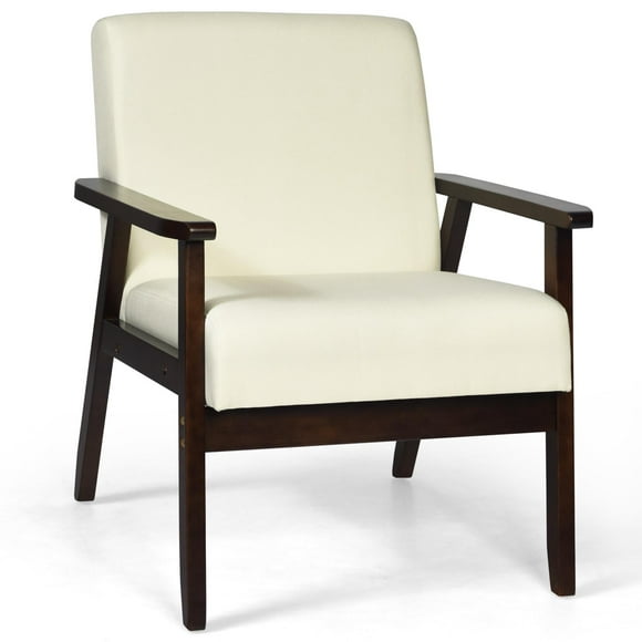 Giantex  Accent Chair, Mid-Century Modern Arm  Chair for Living Room, Bedroom, Beige