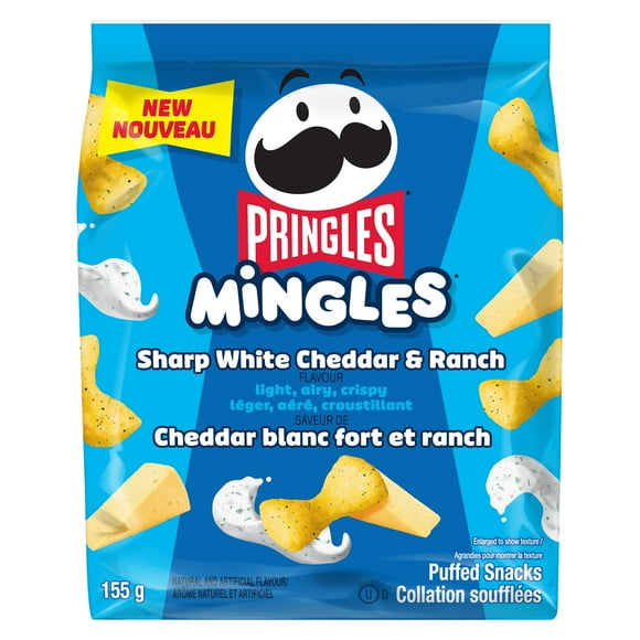 Pringles Mingles Sharp White Cheddar & Ranch Flavour 155g, PRG MNGLS CA SHWTCDRRCH PFD SNKS 155GMX6