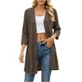 thumbnail image 2 of BUIGTTKLOP Cardigan Sweaters for Women Lighweight 3/4 Sleeve Open Front Mid Long Cardigan Ribbed Knit Casual Loose Outwear Jackets, 2 of 8