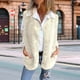 thumbnail image 5 of Chalecos de Forro con Cuello en V para Mujer, Chaquetas de Felpa con Botones, Sin Mangas, con Bolsillos. Crema S, 5 of 6