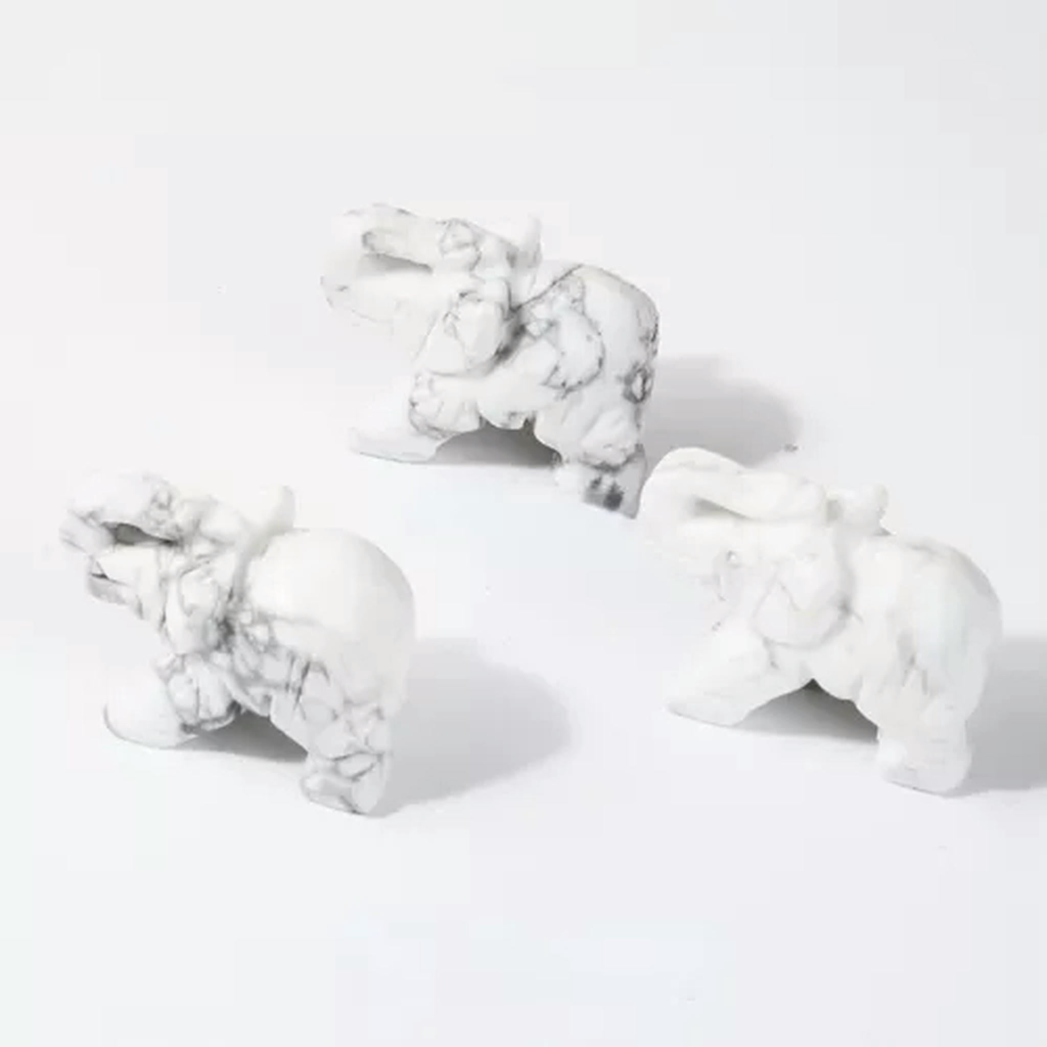 EOEMY Natural Quartz Baby Elephant Stone Crystal Healing Carved Gemstone Animal Decor-White Howlite Turquoise-10Pcs