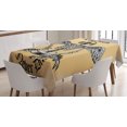 thumbnail image 1 of Rock and Roll Tablecloth, Rock Legends Never Die Winged Skeleton, Rectangular Table Cover for Dining Room Kitchen, 60" X 84",Pale Camel Dark Eggshell Charcoal Grey and White, by Ambesonne, 1 of 3