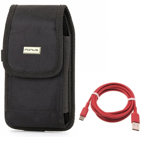 Swivel Case Belt Clip w Red 6ft USB-C Cable for Samsung Galaxy A73 5G,A53 5G,A33 5G Phones - Holster Rugged Cover Pouch, Charger Cord Power Wire Type-C