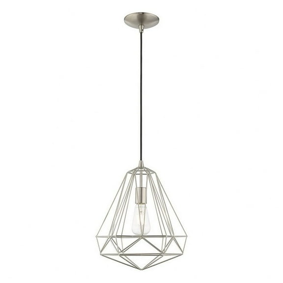 1 Light Pendant in Geometric Style-18 inches Tall and 12.25 inches Wide-Brushed Nickel Finish Bailey Street Home 218-Bel-2944806
