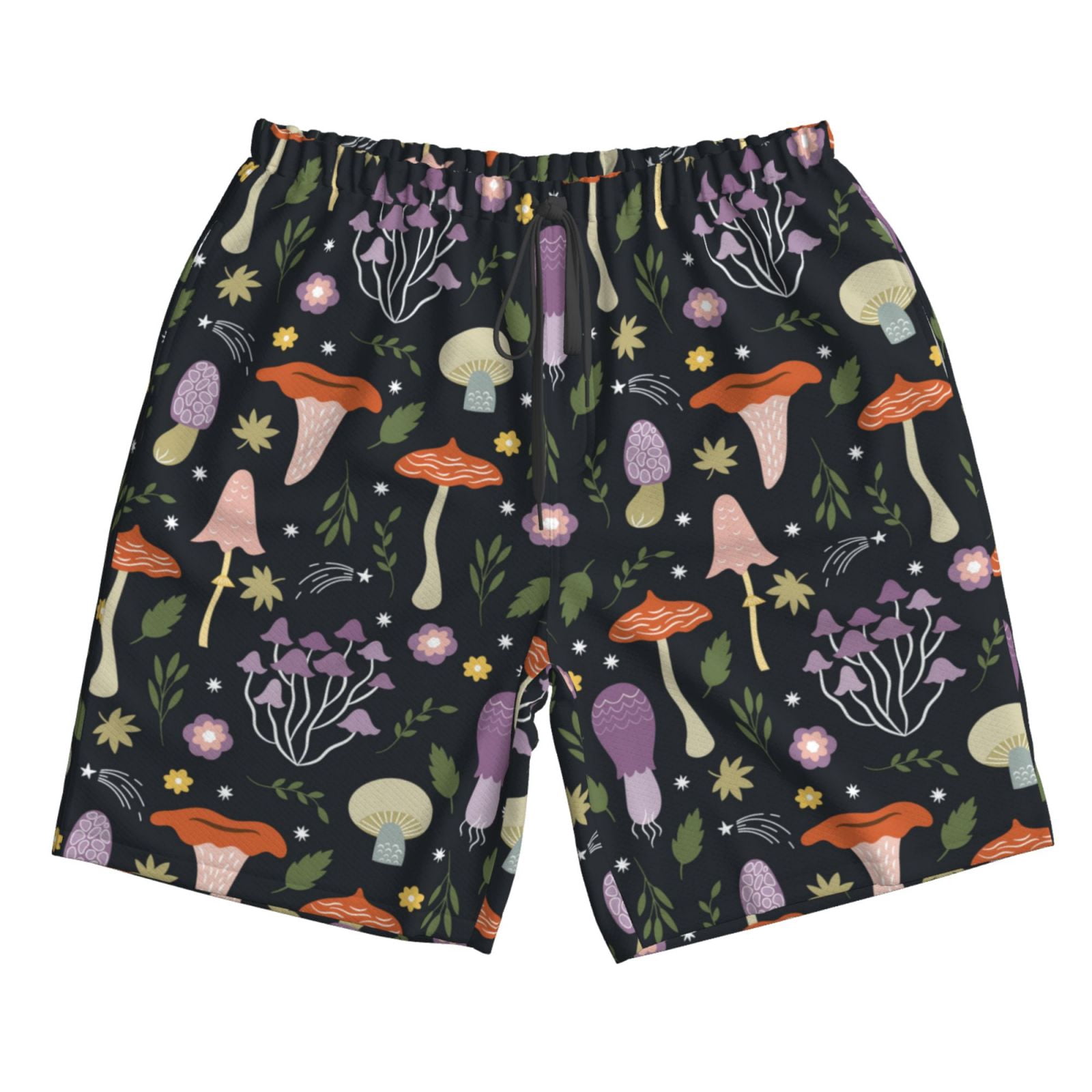 Naloa Mushrooms Men's Beach Shorts, Surfing shorts, Swim trunks, Quick Dry Swim Trunks for Surfing Beach Fun - Small