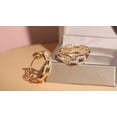 thumbnail image 3 of Cute White CZ Yellow Gold Plated Geometric Round Cuban Chain Link Hoop Earrings, 3 of 9