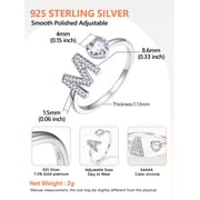 Silvora Sterling Silver Heart Open Ring for Women with Cubic Zirconia, Engagement Wedding Jewelry, Size M