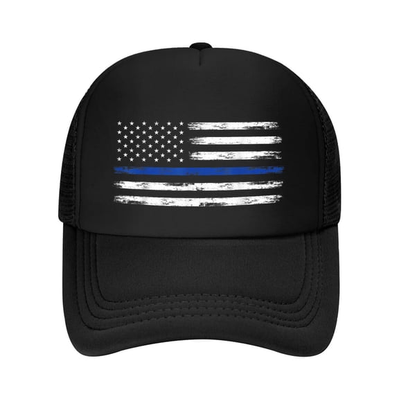 Police Officer US USA American Flag Thin Blue Line Baseball Cap