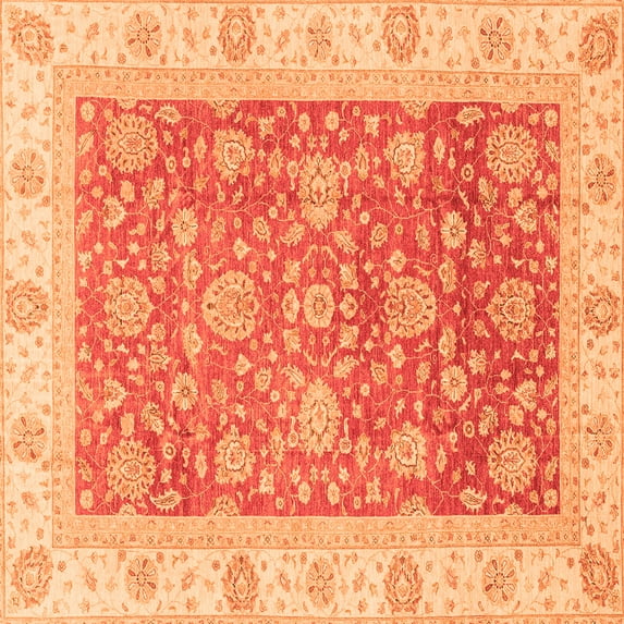 Ahgly Company Indoor Square Oriental Orange Traditional Area Rugs, 4' Square