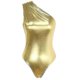 thumbnail image 1 of 2025 "Women\'s Metallic Liquid One Piece Bodysuit One Shoulder Leotard Top, 1 of 5