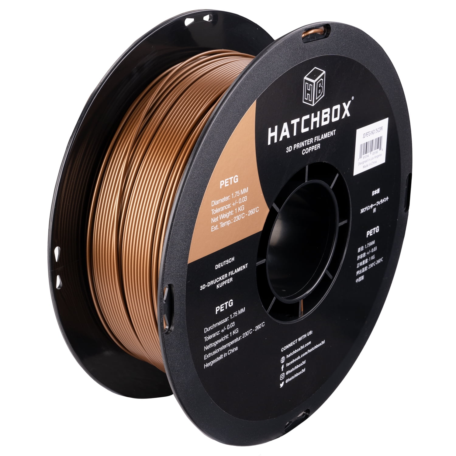 Photo 1 of HATCHBOX PETG 3D Printer Filament, Dimensional Accuracy +/- 0.03 mm, 1 kg Spool, 1.75 mm