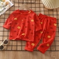 thumbnail image 2 of NIEWTR Toddler Boy Fall-Winter Outfits Pants Sets Toddler Boy Long Sleeve Contrast Color Tops Elastic Ripped Pants 2PCS Set Fall Winter Outfits Children's Gift,Red,3-4 Years, 2 of 6