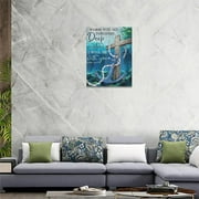 Blue Ocean Wall Art for Bathroom Christian Anchor Decor Nautical Pictures Wall Decor Bible Verse Motivational Quotes Painting Cross Framed Artwork for Home Living Room Bedroom 12x16