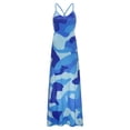 thumbnail image 3 of Womens Dresses Summer Sleeveless Plus Size Camouflage V-Collar Long Maxi Casual Dress Blue L, 3 of 8