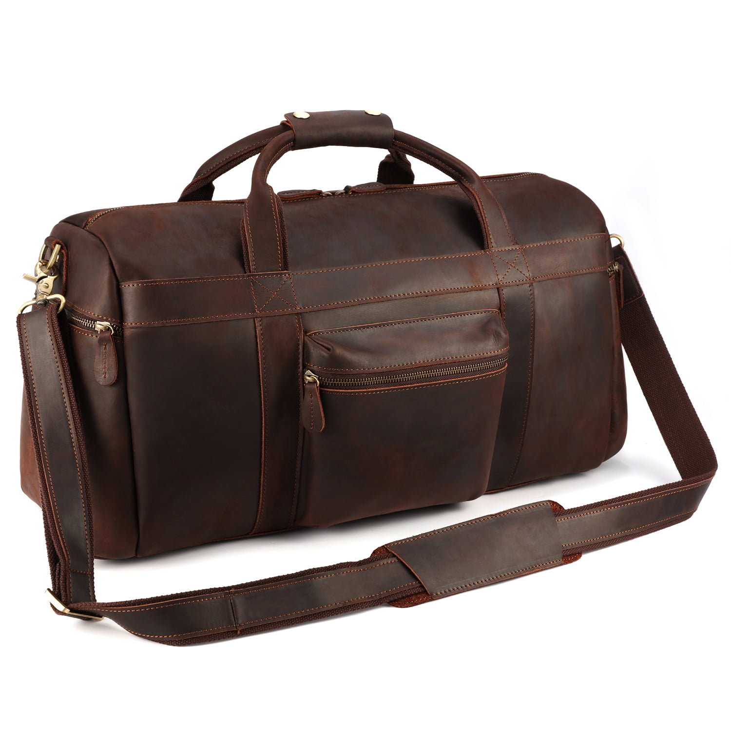 Kattee Retro Leather Duffel Bag Large Overnight Travel Bag - literacybasics.ca