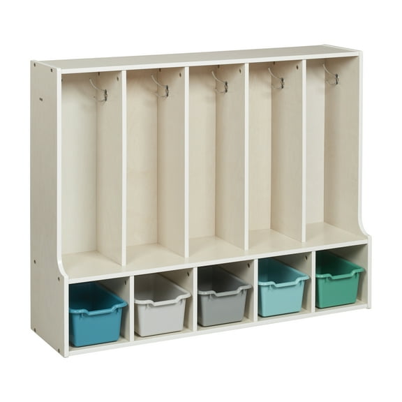 Streamline 5-Section Toddler Coat Locker with Bench and Bins