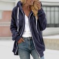 thumbnail image 3 of Otntypg Fuzzy Jackets for Women Casual Full Zip up Long Sleeve Drawstring Hooded Outwear Coat Winter Plush Thick Warm Sherpa Fleece Tunic Hoodie Sweatshirts with Pockets Navy XXXXXL, 3 of 6