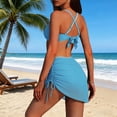thumbnail image 7 of UTSJKR Women's Multi Color Triangle Trim 3 Piece Bikini Set, Mesh Drawstring Skirt Bathing Suit for Summer Trendy Beach Style Blue L, 7 of 7