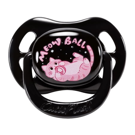 CutiePlusU Adult Sized Pacifier Big Shield Dummy Printed Soother BPA Free Kitty Black