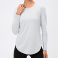 thumbnail image 3 of Prolriy Gym Shirts Woman, Lady's Summer Autumn Long Sleeve T Shirt Yoga Wear Sun Long Sleeve Sports Loose Split Running Fitness Clothes Womens Tops Summer Tops White M, 3 of 3
