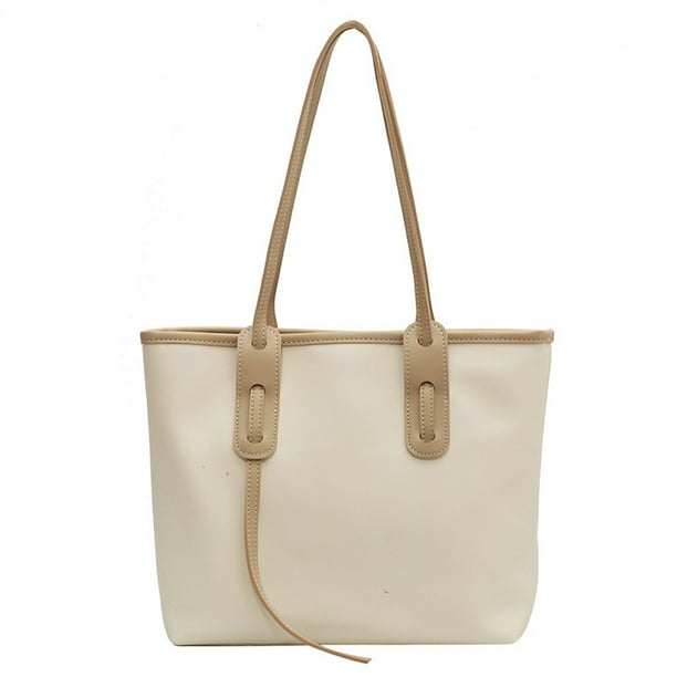 Nuevo bolso de mano retro de moda para estudiantes universitarios, bolso de un solo hombro, bolso de PU de gran capacidad para ocio, color blanco cremoso
