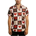 thumbnail image 1 of Chemise Unisexe à Manches Courtes avec Imprimé de la Saint-Valentin, Chemise Décontractée Boutonnée Assortie pour Couples avec Col Rabattu, Haut Graphique Coupe Régulière en Tissu Léger et Respirant pour Cadeaux des Fêtes et Sorties à Thème, 1 of 7