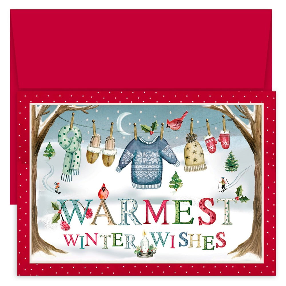 JAM Christmas Cards & Matching Envelopes Set , Winter Wishes, 18/Pack