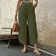 thumbnail image 2 of ZZwxWA Women's Wide Leg Flowy Pants Casual Loose High Waist Boho Cropped Palazzo Beach Pants Summer Outfits 2025 Trendy, 2 of 7