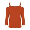thumbnail image 6 of hxobax Womens Tops 3/4 Sleeve Cold Shoulder Tshirts Sexy V Neck T-Shirt Solid Color Basic Tees Tunic, 6 of 8