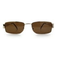 thumbnail image 5 of Mens Classy Narrow Rectangle Metal Rim Hustler Fashion Sunglasses Gold - Brown, 5 of 8