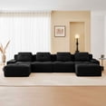 thumbnail image 3 of FFH U-Shaped Sectional Sofa with Ottoman, Oversized 150" Cloud Couch with 17.7" Seat Height, Modern Sofa Set for Living Room (Black, 4 Seater with 2 Ottoman), 3 of 15