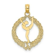 TREASURE FINE JEWELERS 14k Solid Polished Framed Gymnast Charm