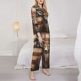 thumbnail image 3 of Yiaed Deer American Flag Wall Print Pajamas Women's Long Sleeve Sleepwear Soft Button Down Loungewear Pjs Lounge Set Nightwear Womens Pajama Pants-Medium, 3 of 7
