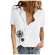 thumbnail image 1 of Mujeres Impreso Manga Corta Botón Suelto Turndown Collar Camisa Blusa Sólida Tops OAVQHLG3B Store lin121212, 1 of 5