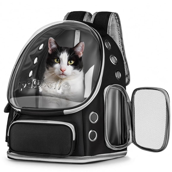 Transportadora tipo mochila para gato Pawstrip con ventana burbuja plegable