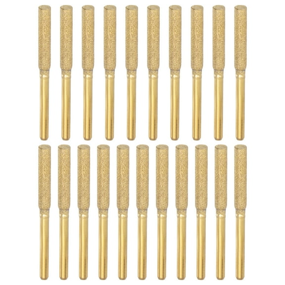Uxcell 3/16" Diamond Chainsaw Sharpener Sharpening Stone Grinding File, Gold 21 Pcs