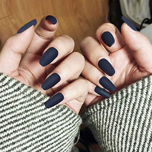 Gortin Coffin Fakes Nails Matte Press on Nails Ballerina False Nails Blue Acryli Gortin Coffin Fakes Nails Matte Press on Nails Ballerina False Nails Blue Acryli
