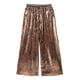 thumbnail image 4 of Cowsor Kid's Shiny Pleated Wide Leg Pants Party High Waist Trouser Folded Lightweight Outfit, 4 of 5