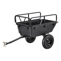 KFFKFF 10 Cu. Ft 500lbs Garden Utility Trailer, Tow-Behind Poly Dump Cart with 16" Tires, Hand Pull or Foot Pedal Operation, Durable Yard Trailer for Lawn Mowers, Tractors, and Garden Waste