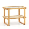 thumbnail image 1 of Mesa auxiliar Costway 2 niveles con tablero de cristal y Estante de Ratán Natural, 1 of 4