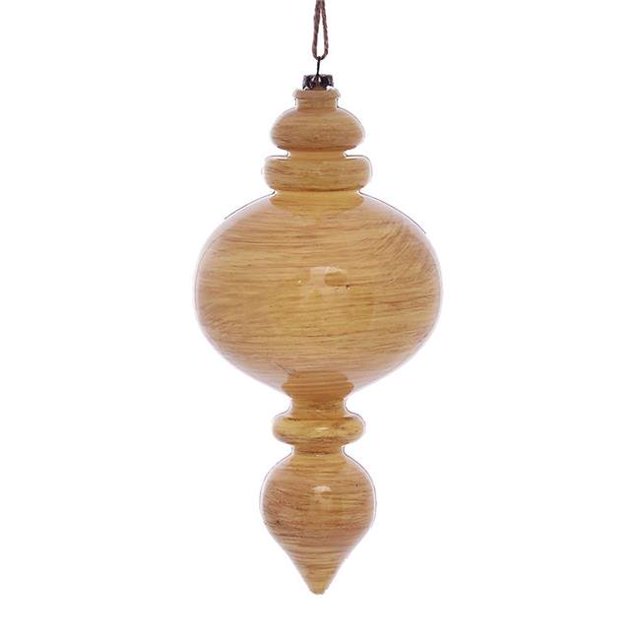 Vickerman MC198590 9 Po Ornement de Fleur Rond de Grain de Bois Tan - 3 par Sac
