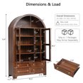 thumbnail image 2 of DTTRA 72.8" Tall Arched Kitchen Pantry Cabinet with 3 Glass Doors and 4 Drawers, Walnut, 2 of 8