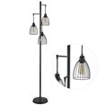 thumbnail image 1 of Preenex Lampadaire Industriel 169cm avec 3 Lampes Suspendues, Ampoules Incluses, Noir, 1 of 11