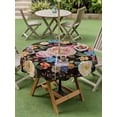 thumbnail image 3 of Boho Pink Flower Outdoor Tablecloth - 60 Inch Round Dining Table Cover, Spring Watercolor Country Floral Plant Waterproof Outdoor Table Cloth with Umbrella Hole & Zipper for Picnic/Patio/Party, 3 of 7