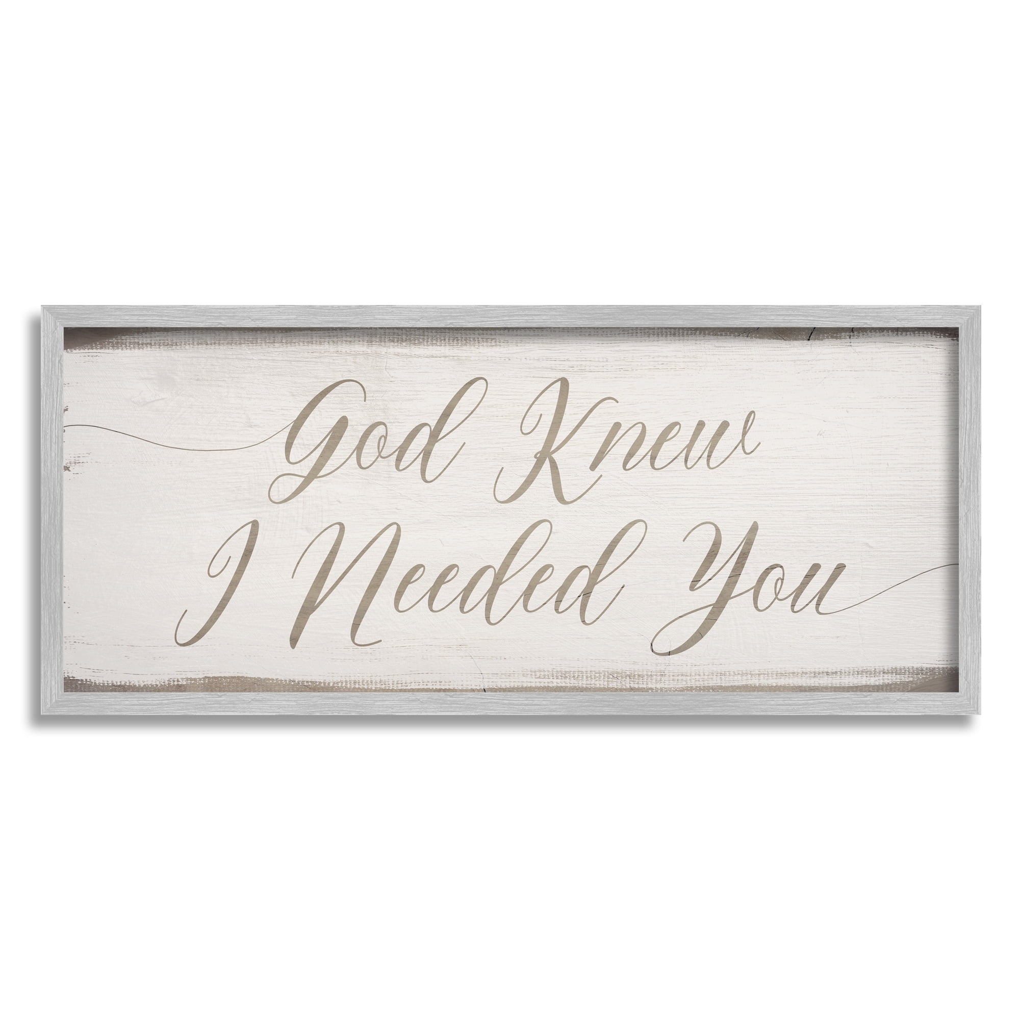 Stupell Industries God Knew I Needed You Romantic Religious Phrase Framed Wall Art, 24 x 10, Design by Daphne Polselli