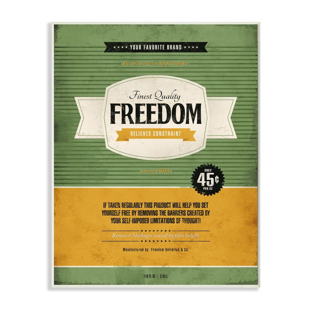 Stupell Industries Finest Quality Freedom Inspirational Vintage Comic Book Design Wall Plaque by Ester Kay