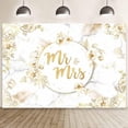 thumbnail image 1 of Fondo personalizado de 7 x 5 pies con diseño abstracto de Sr. y Sra., arte floral dorado con líneas brillantes, textura de fondo para fotografía, pancarta de despedida de soltera, decoración para, 1 of 7