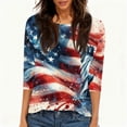 thumbnail image 4 of Women's 250th Anniversary USA Shirt Patriotic American Flag Print Crew Neck 3/4 Sleeve T-Shirt, 4 of 5